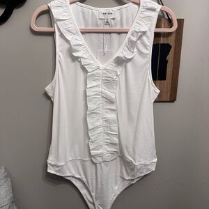 Elegant White Ruffled Bodysuit